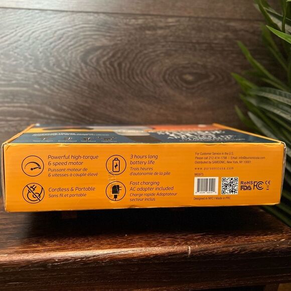 Pursonic 6-Speed Cordless Massage Gun with Attachments in Silver/Black. NIB! - Picture 7 of 9